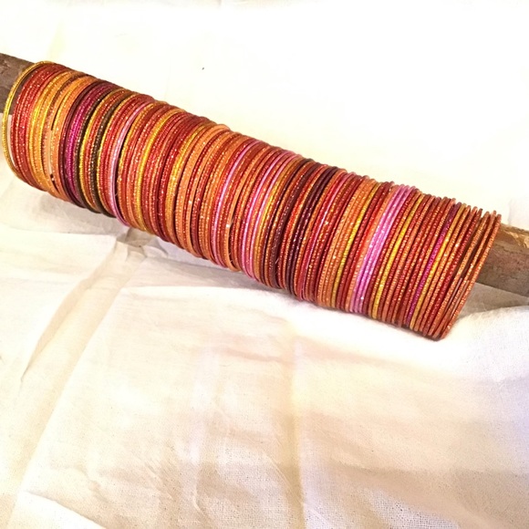 Free Shipping 150 Sparkling Multicolor Bangles 2-3/4” diameter Bollywood Boho - Picture 1 of 6